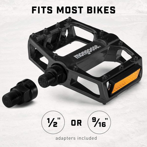 Mongoose Black Alloy Steel Bike Pedals for Adults-4