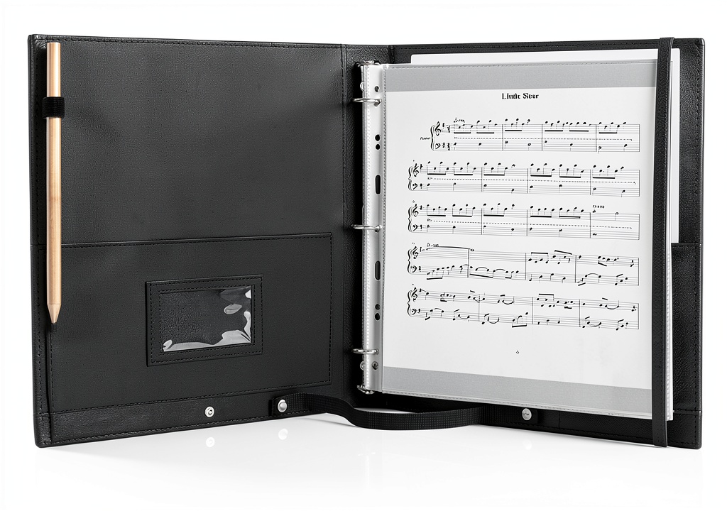 Musician using MUDOR choir folder on stage