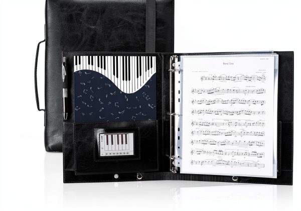 Musfunny Black Sheet Music Folder PU Material-0