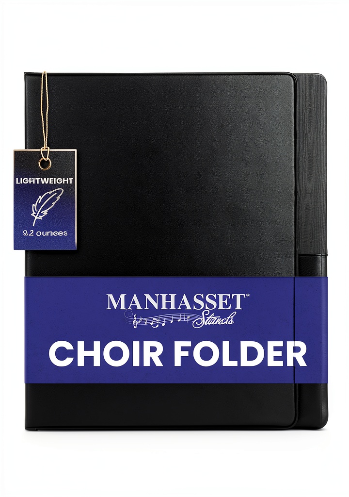 Manhasset choral sheet music folder on a music stand