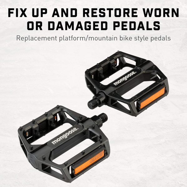 Mongoose Black Alloy Steel Bike Pedals for Adults-3