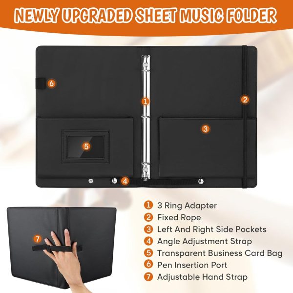 Yotino Choir Folder Black Faux Leather Musical Instruments-3