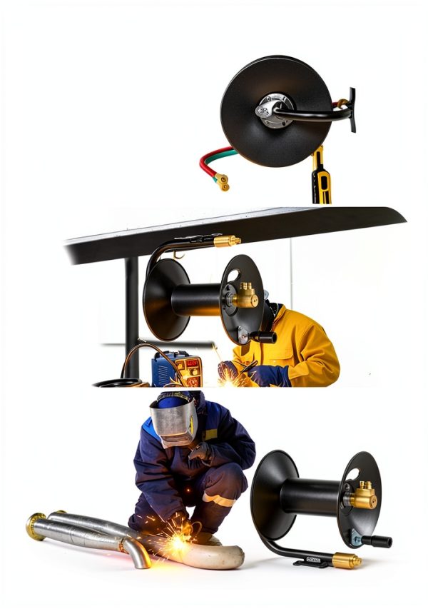 VEVOR Welding Hose Reel Hand Crank 3FT Lead-In Hose Wall Mount Steel-5