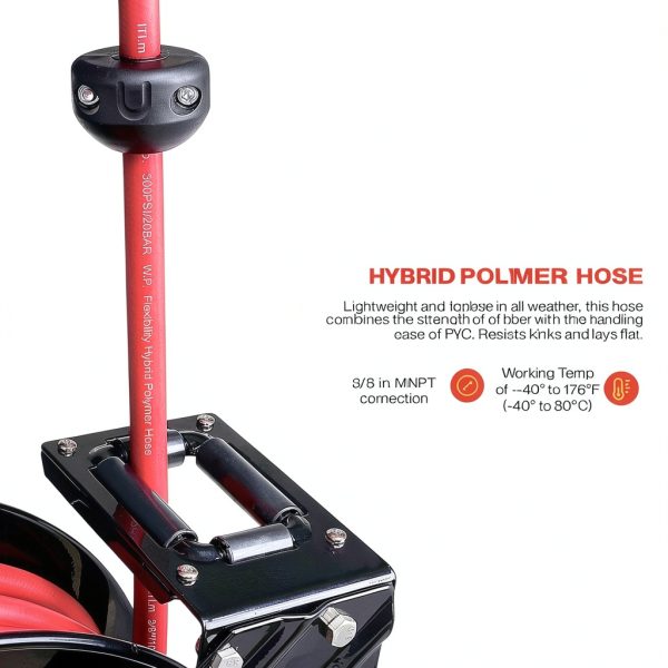 Air Hose Reel ReelWorks 3/8 inch x 50ft Duty Hybrid Polymer 300PSI-2