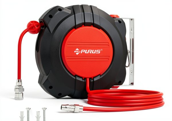 PURUS Retractable Air Hose Reel 3/8" x 32ft with 180° Swivel Rewind-0