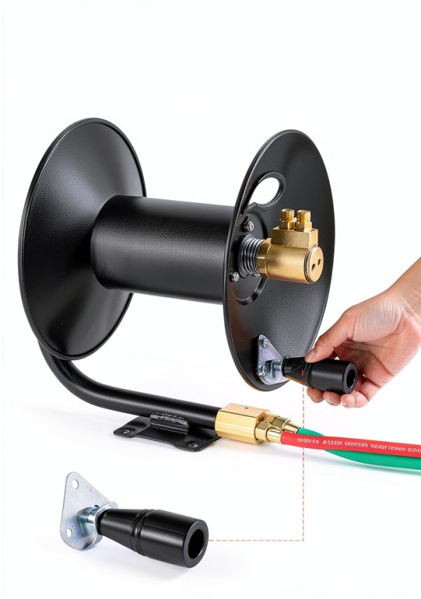 VEVOR Welding Hose Reel Hand Crank 3FT Lead-In Hose Wall Mount Steel-4