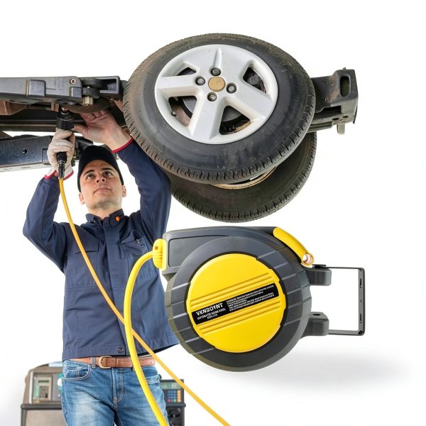 Retractable Air Hose Reel Vkndoynt 3/8in x 50ft Hybrid with 5ft Lead-1