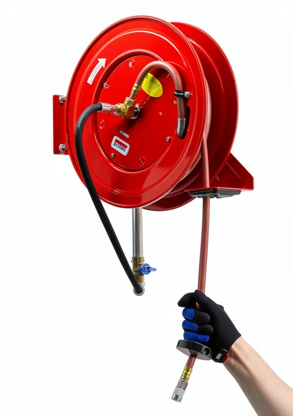 Lincoln 83754 Series Air/Water Hose Reel 50ft Rubber All‑Steel Red-5